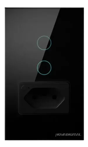 Interruptor Smart 2 Teclas 1 Tomada NovaDigital