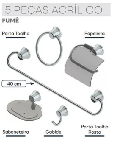 Kit Banheiro Acrílico 5 peças 