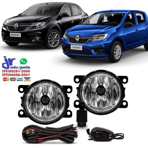 Kit Farol Milha Logan 2015 2016 2017 2018 2019 2020 2021 Auxiliar Neblina