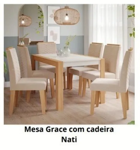 Mesa Grace com 6 cadeiras Nati **nova na caixa**