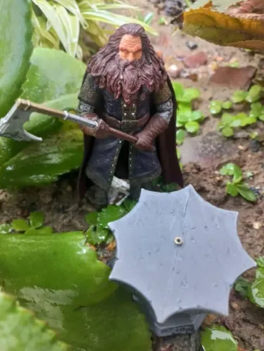 Gimli in Coronation com Base com o Um Anel Senhor dos Anéis Toybiz