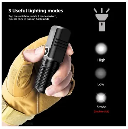 Super Mini Lanterna LED, USB, Recarregável, Zoom, Lanterna De Pesca, Poderoso 3 Modos De I