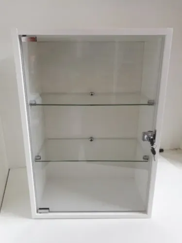 Vitrine suspensa MDF 25 x 44 x 64cm com porta vidro 4mm e fechdura