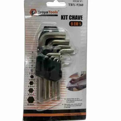 Jogo de Chaves Torx Torque Estriada Tipo L Curta T10 á T50 com 9 Peças