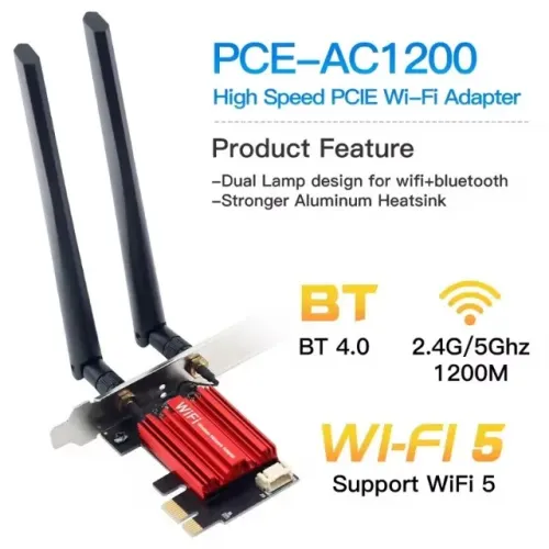 Adaptador Wifi via PCI-expless 5G com Bluetooth incluso