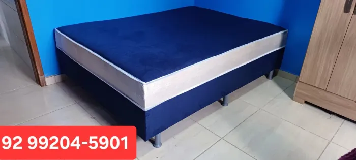 Cama de casal semi ortopédica no suede