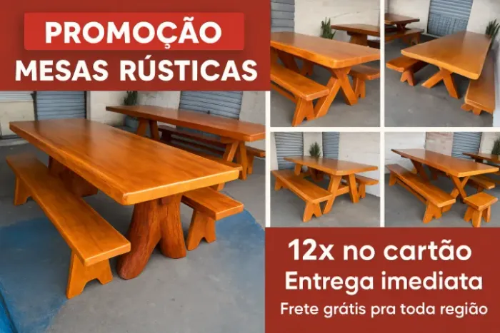 Mesas Rústicas de alta durabilidade a pronta entrega