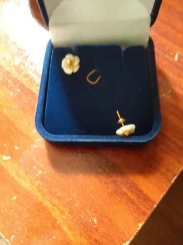 Brincos em ouro 18k e Flor de Madrepérola