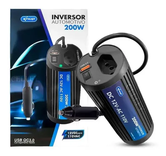 Inversor Automotivo Veícular 60hz 200w 12v/110v Usb 3.0