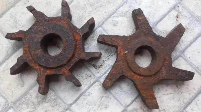 Par de engrenagem coroa dentada pinhão do volante ferro fundido antiguidade decoração uso