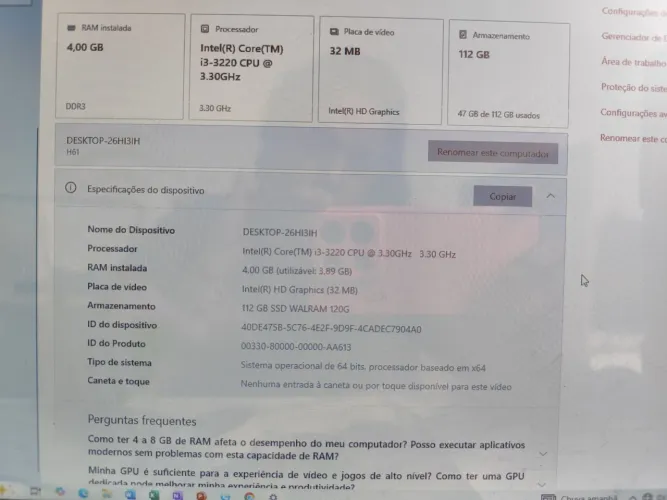 Desktop Intel i3-3220 4GB RAM