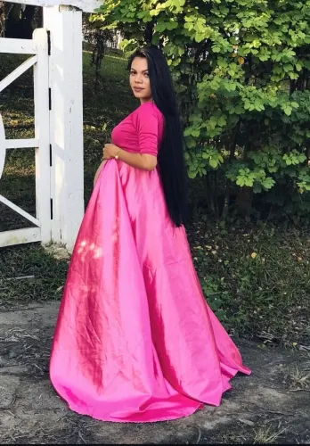 Vestido Longo Rosa perfeito para fotos de gestante 