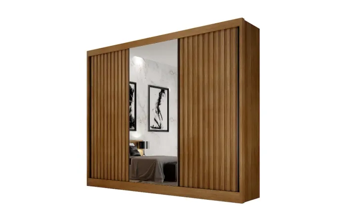 Guarda Roupa Casal Ripado 6 Gavetas 100%MDF t443