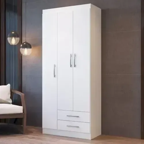 Guarda Roupa Sapateira 3 Portas 2 Gavetas WT - Com Pes de Madeira