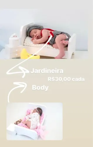 Jardineira e Body p/fotos Newborn 