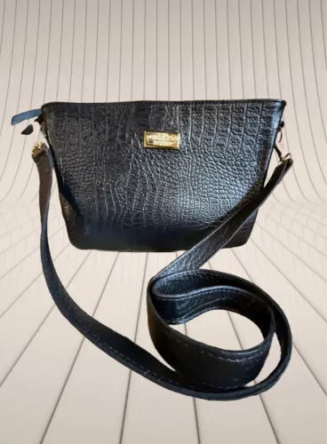 Bolsa de couro croc preto - Di Marlys
