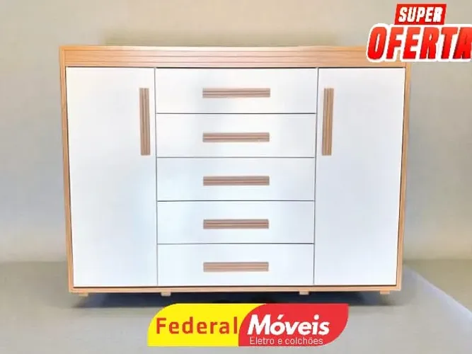 Cômoda 5 Gavetas 2 Portas 100% MDF Super Oferta