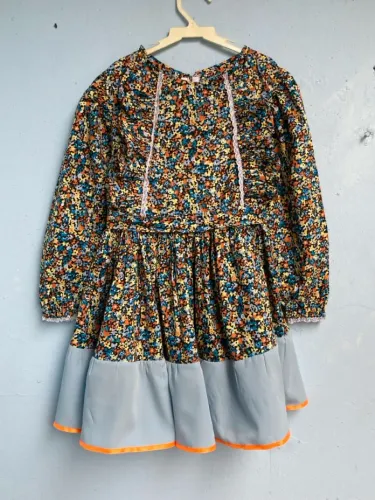 Vestido Infantil de Festa Junina Manga Comprida, Tam 6
