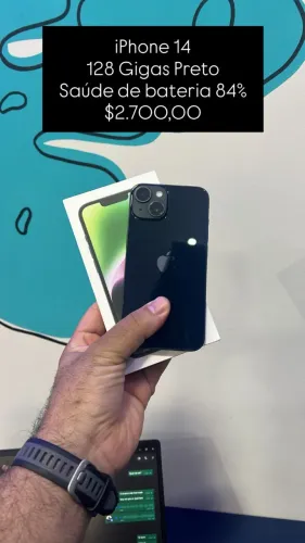 Iphone 14 - 128 Gigas Preto Semi Novo - Loja Fisica em Rio Preto