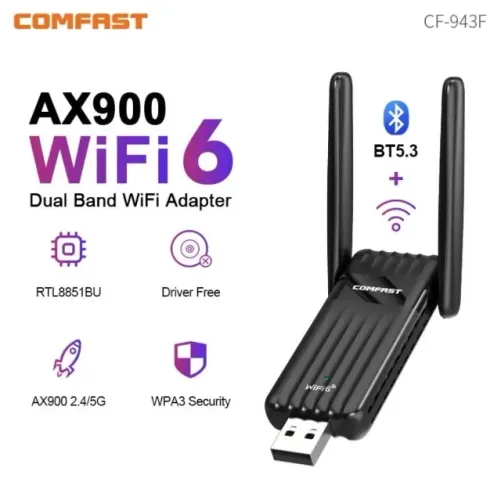 Adaptador Wifi 6 Comfast 900Mbps + Bluetooth 5.3 - NOVO
