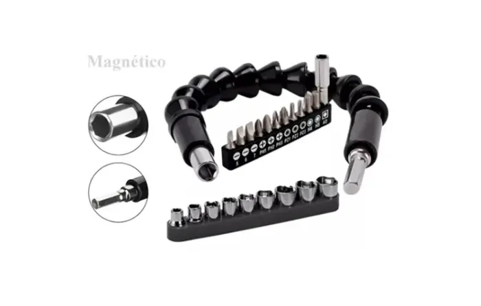 Extensor Prolongador Eixo Flexível Universal Para Parafusadeira, Mais 21 Acessórios 