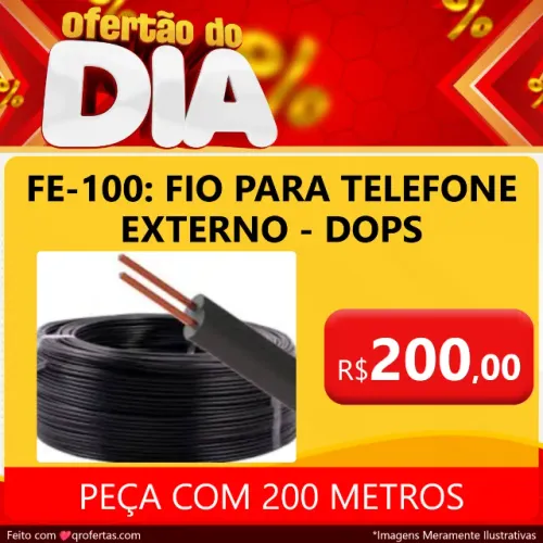 FIO PARA TELEFONE EXTERNO PRETO - (FE-100) DROPS PRETO 9 PEÇA COM 200 METROS 