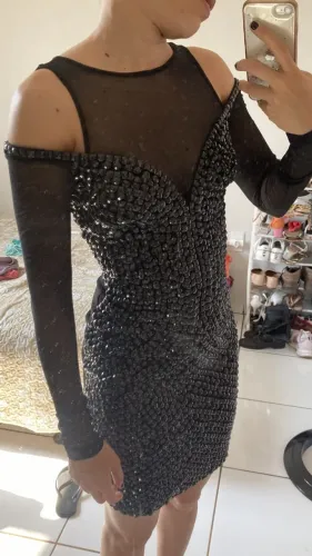Vestido preto pedraria marca le blog store
