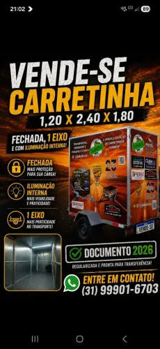 Carretinha baú 1,20x2,40x1,80