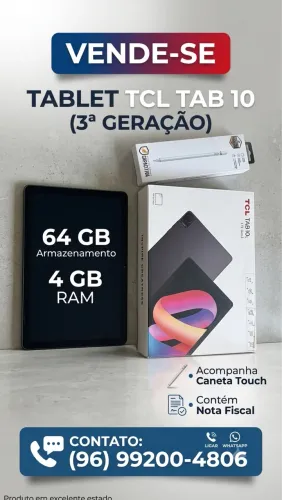 Tablet TCL e Caneta Touch 