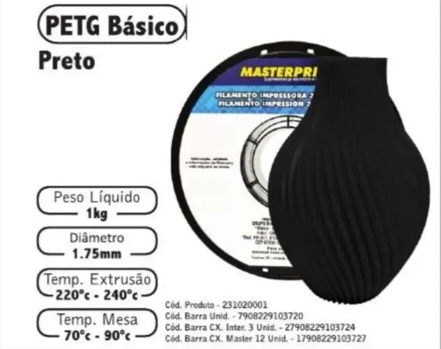 Filamento para impressora 3D Petg