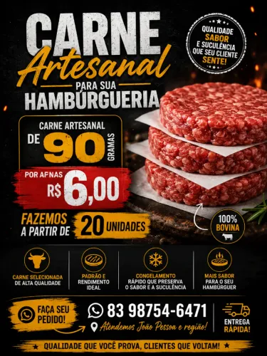 Carne artesanal para hambugueria