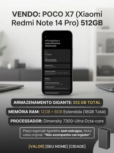 Poço x7-5G / 1 ano de uso 