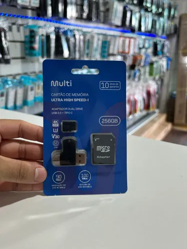Cartão de Memória Kit 3 em 1 256GB V30 + Adaptador DualDrive