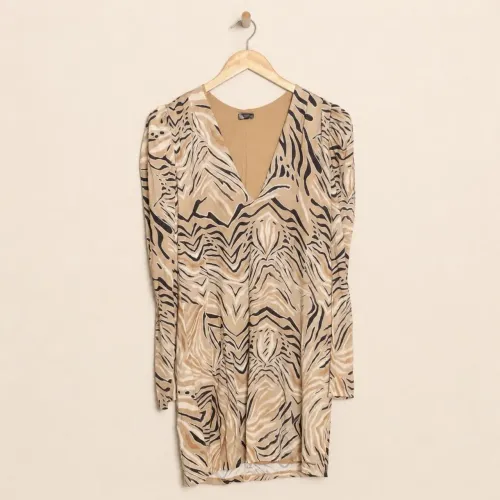 Vestido Colcci Curto Animal Print Manga Longa Tam. M