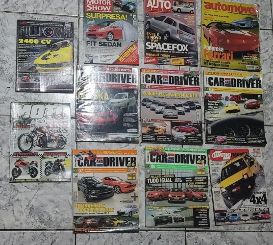 Lote 11 Revistas de automóveis car and drive quatro rodas fullpower moto