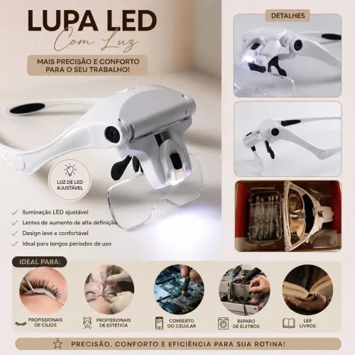 Lupa de cabeça com led