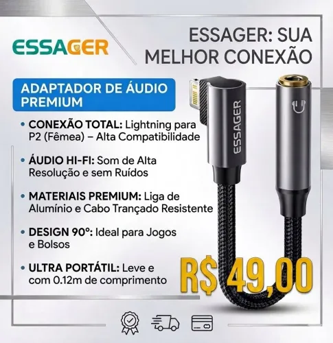 Adaptador Áudio Lighting Para P2 (Lacrado)