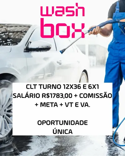 EMPREGO LAVA JATO LAVADOR DE VEÍCULOS ÁGUAS CLARAS