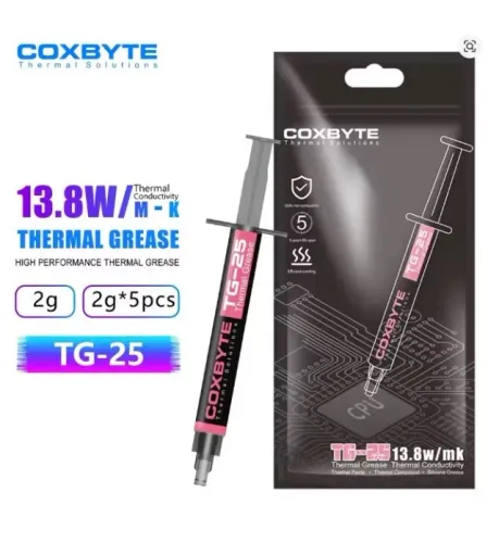 Pasta Térmica 2g Coxbyte 13.8W TG-25 - Resfriamento de Computador, Playstation, XBOX