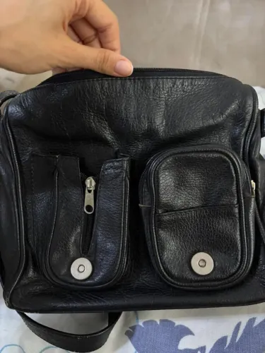 Bolsa crossbody couro legítimo preta