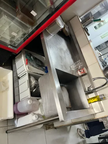 Pia para cozinha restaurante bar em aço inox 150x71 e 85 de altura