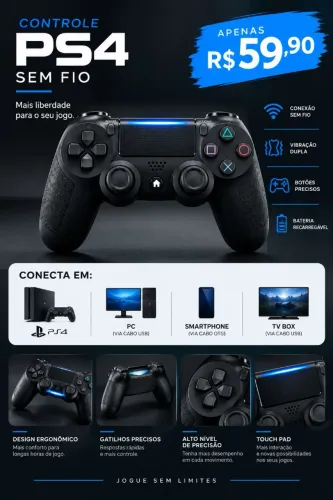 Controle wireless PS4 NOVO NA CAIXA.