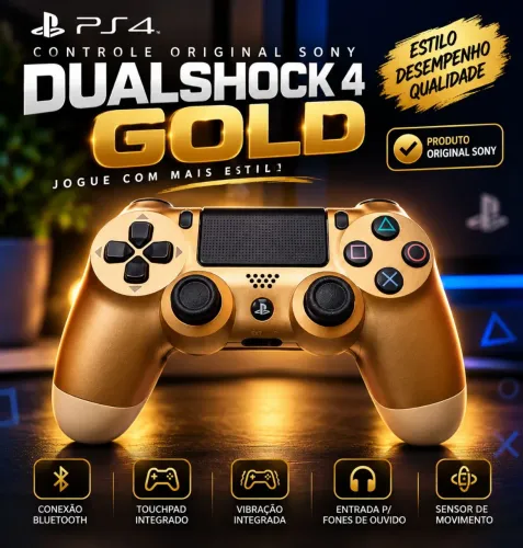 Controle PS4 Sony DualShock 4 Original - Dourado | Edição Gold