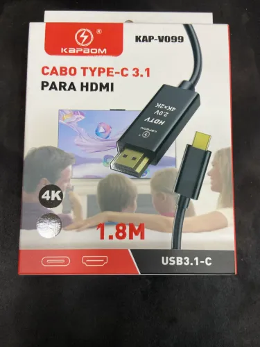 Cabo tipo C Para HDMI 3.1 qualidade 4K 1.8 metros 