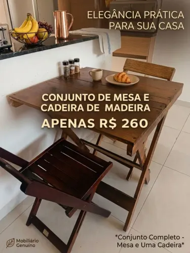 Mesa e cadeiras de madeira palet.