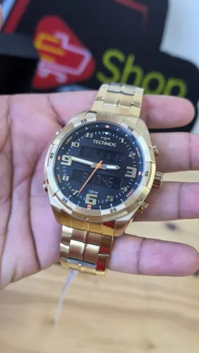 Relógio Technos Masculino Anadigi Dourado - BJK725AA/1P