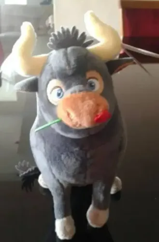 Touro Ferdinando Pelúcia Beanie Babies 20cm Fazendinha Cinza-escuro