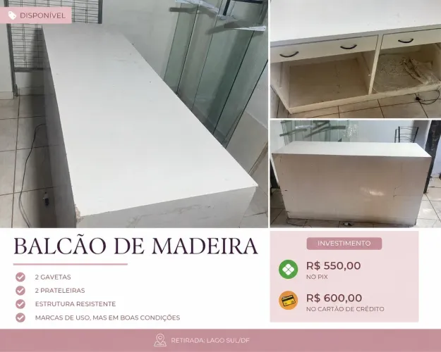 Balcão madeira para loja