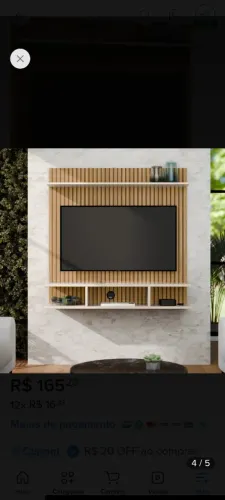 Painel Onix pra TV de 32 com 3 prateleiras do suporte pra TV novo na caixa 