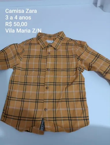 Camisa xadrez infantil Zara